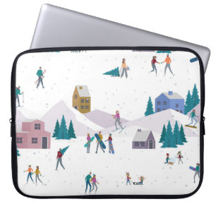 Funda Para Portátil Vacaciones en los Alpes de Invierno: gente activa