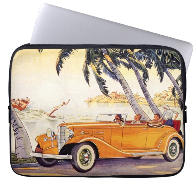 Funda Para Portátil Vacaciones familiares antiguas en un coche convert (Frente)