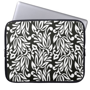 Funda Para Portátil Vacuna floral vintage inmaculada en blanco y negro