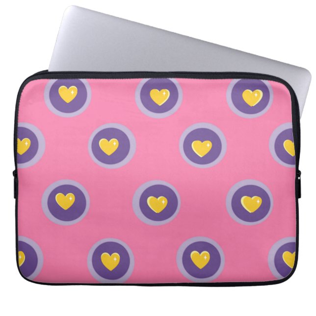 Funda Para Portátil Valentine Heart Pattern with Circles – Cute Pink (Frente)
