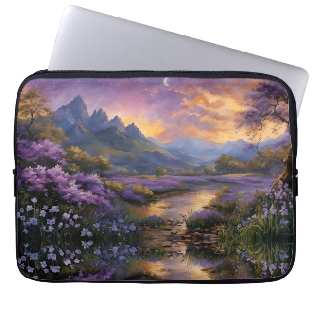 Funda Para Portátil Valle de la Montaña Lavender al amanecer (Frente)