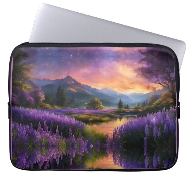 Funda Para Portátil Valle de la Montaña Lavender en Daybreak (Frente)