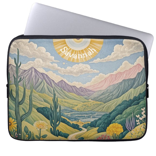 Funda Para Portátil Valle Tranquilo: Paisaje Pastel (Frente)