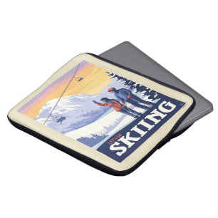 Funda Para Portátil Vamos a esquiar la impresión de cosecha