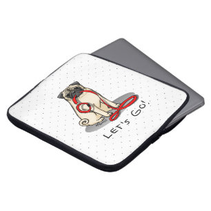 Funda Para Portátil ¡Vamos! (paseo) Perro Pug (flor claro) Cute de cor
