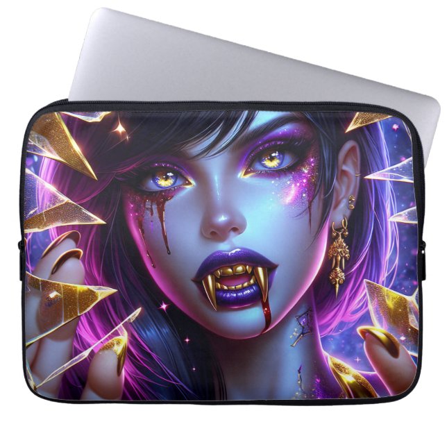 Funda Para Portátil Vampiro con colmillos de oro Ai Art (Frente)