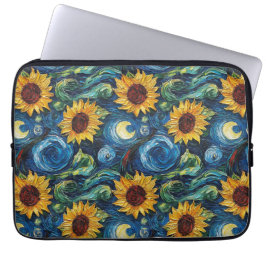 Funda Para Portátil Van Gogh girasoles y noche estrellada