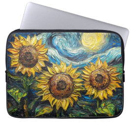 Funda Para Portátil Van Gogh girasoles y noche estrellada