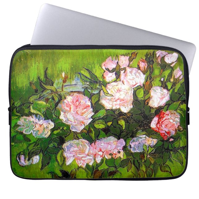 Funda Para Portátil Van Gogh sigue con la vida con rosas rosas rosas (Frente)
