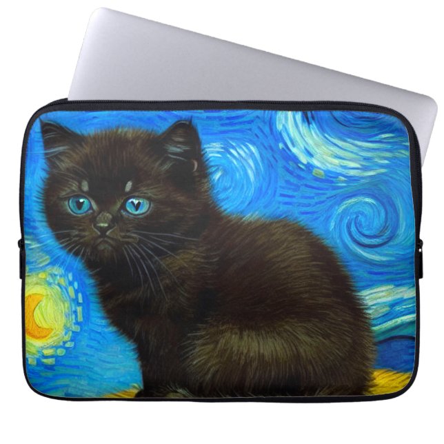 Funda Para Portátil Van Gogh Style Starry Night Cat (Frente)