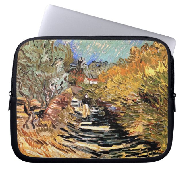 Funda Para Portátil Van Gogh - Una Carretera En Saint-Remy Con Figura  (Frente)