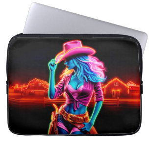 Funda Para Portátil Vaquera vibrante con iluminación de neón retro