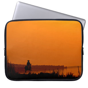Funda Para Portátil Vaquero Hombres Caballo al atardecer Vintage oeste