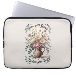 Funda Para Portátil Vase con Florals Crecer con Grace Quote