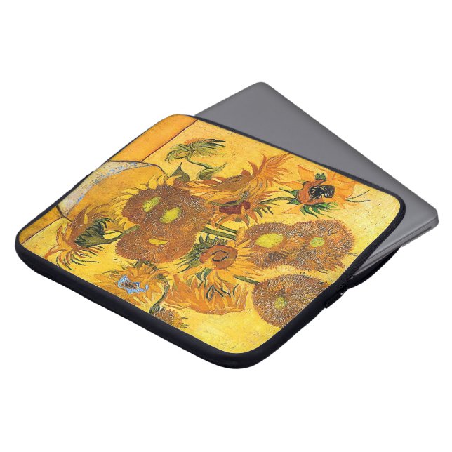 Funda Para Portátil Vase con quince girasoles de Vincent van Gogh (Superior anverso)