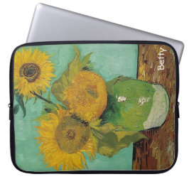 Funda Para Portátil Vase con tres girasoles, Vincent van Gogh