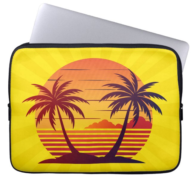Funda Para Portátil Vector atardecer con palmeras (Frente)