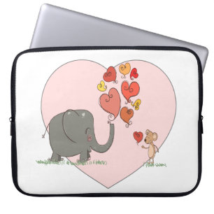 Funda Para Portátil vector de amor de valentía de elefante lindo y rat