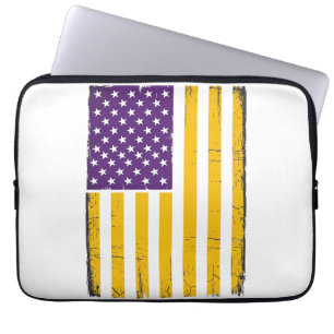 Funda Para Portátil Vector de bandera americana morada y dorada con as