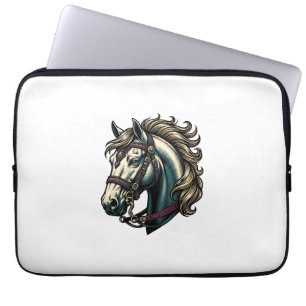 Funda Para Portátil Vector de cabeza de caballo de grabado vintage