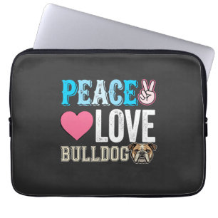 Funda Para Portátil Vector Perro Bulldog Paz Amor