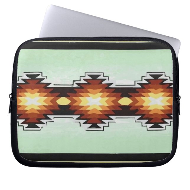 Funda Para Portátil Vector tribal azteca del modelo de la turquesa de (Frente)