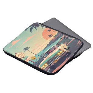 Funda Para Portátil Vehículo vintage de estilo retro en la carretera d