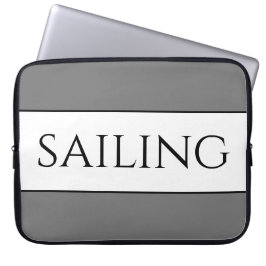 Funda Para Portátil VELA Moderno Deportivo Gris Rayas de Verano Blanco