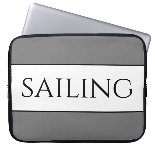 Funda Para Portátil VELA Moderno Deportivo Gris Rayas de Verano Blanco (Frente)