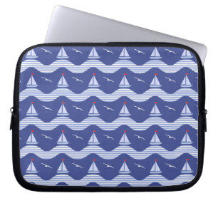 Funda Para Portátil Veleros en un modelo rayado del mar