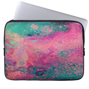 Funda Para Portátil “Vellum Etéreo” – Azul Turquesa Rosa Abstracto
