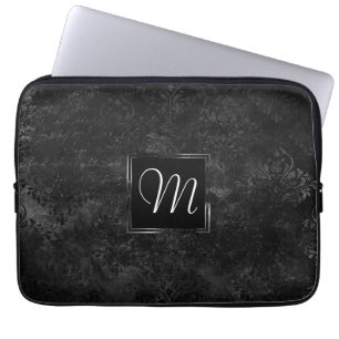 Funda Para Portátil Velvety Onyx Damask   Personalizado de Black Vampy