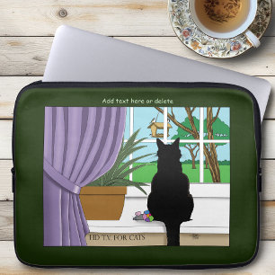Funda Para Portátil Ventana de visualización de gato negro