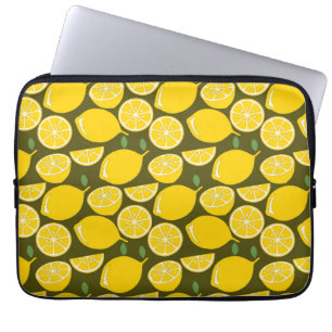 Funda Para Portátil Verano del patrón de papel tapiz de limón amarillo