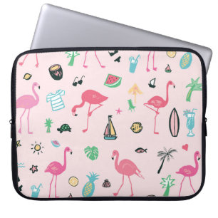 Funda Para Portátil Verano Flamingo: Vibrante patrón de aves