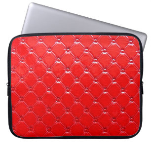 Funda Para Portátil Verdadera tapicería de cuero rojo.