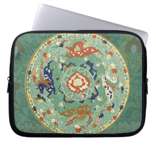 Funda Para Portátil Verde azul del circulo chino antiguo