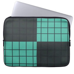 Funda Para Portátil Verde azul oscuro gris patrón de rejilla moderno m