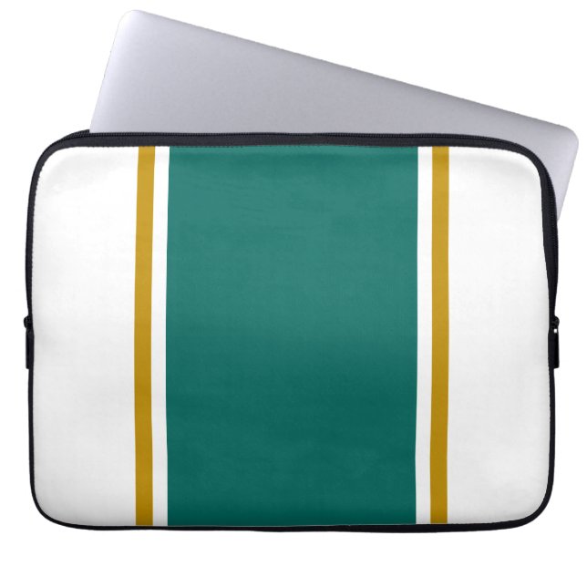 Funda Para Portátil Verde azuladas y modernas pinturas doradas de colo (Frente)