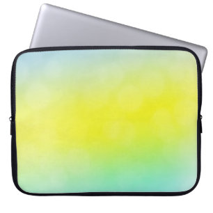 Funda Para Portátil Verde claro, fondo borroso abstracto amarillo. C