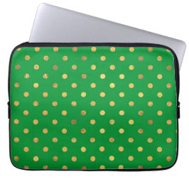 Funda Para Portátil Verde con puntos Purpurinas de oro