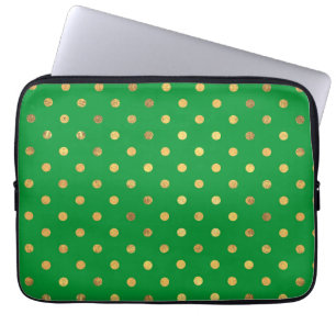 Funda Para Portátil Verde con puntos Purpurinas de oro
