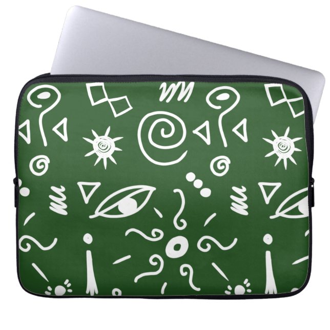 Funda Para Portátil verde de iconos (Frente)