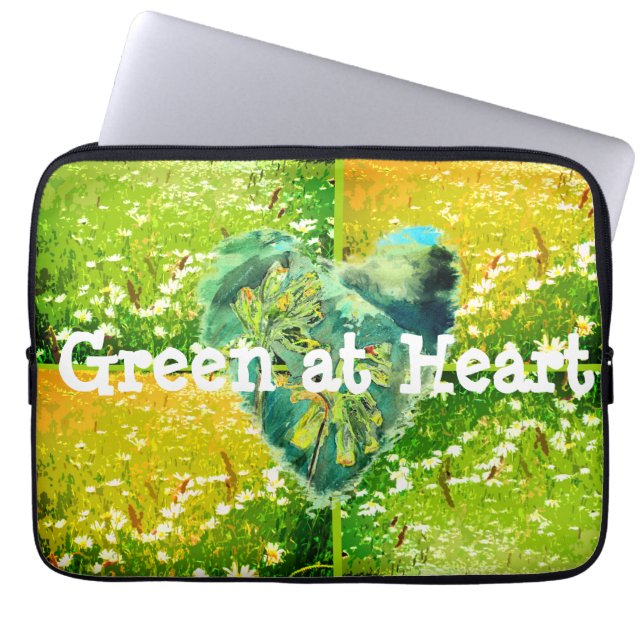 Funda Para Portátil Verde en el corazón (Frente)