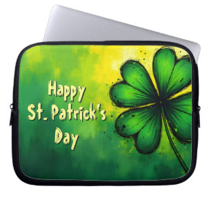 Funda Para Portátil Verde, Felicidad & Alegría - ¡Feliz Día de San Pat