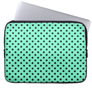 Funda Para Portátil Verde Marino Negro Lunares