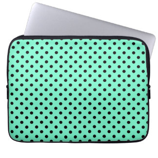 Funda Para Portátil Verde Marino Negro Lunares