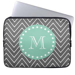 Funda Para Portátil Verde menta Monogra del modelo el de Chevron del