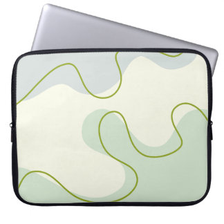 Funda Para Portátil Verde Salvia & Crema Abstracto Boho Remolino Líqui