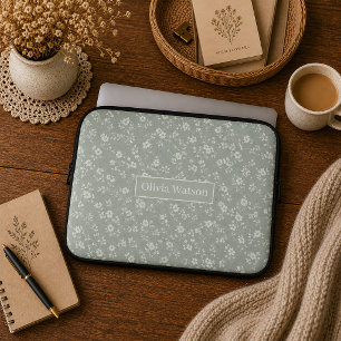 Funda Para Portátil Verde Salvia Floral, Casa de Campo, Núcleo de Caba